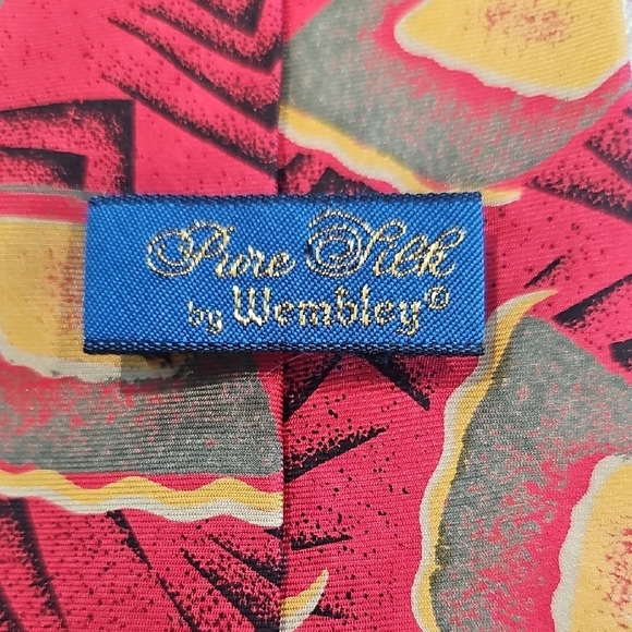 Wembley Red and Yellow Geometric Tie - Picture 2 of 4